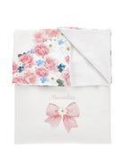 Coperta per neonata Monnalisa bianca con stampa a fiori all - over - Rubino Kids