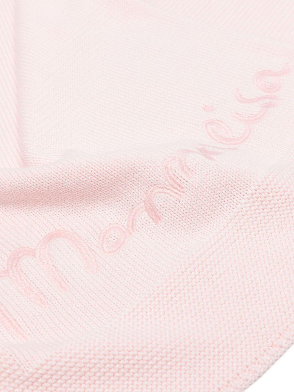 Coperta per neonata Monnalisa rosa in cotone ricamato - Rubino Kids