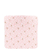 Coperta per neonata Moschino Kids rosa con stampa peluche a forma di nuvola all - over - Rubino Kids