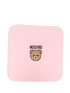 Coperta per neonata Moschino Kids rosa con stampa Teddy Bear - Rubino Kids