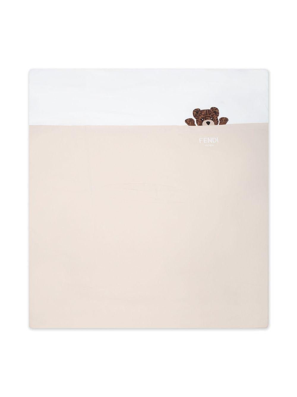 Coperta per neonati Fendi Kids beige con stampa con orsetto - Rubino Kids