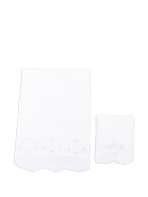 Coperta per neonati Mariella Ferrari bianca con bordo smerlato