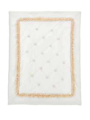 Monnalisa white baby blanket with floral applique