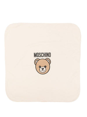 Coperta per neonati Moschino Kids beige con stampa orsetto