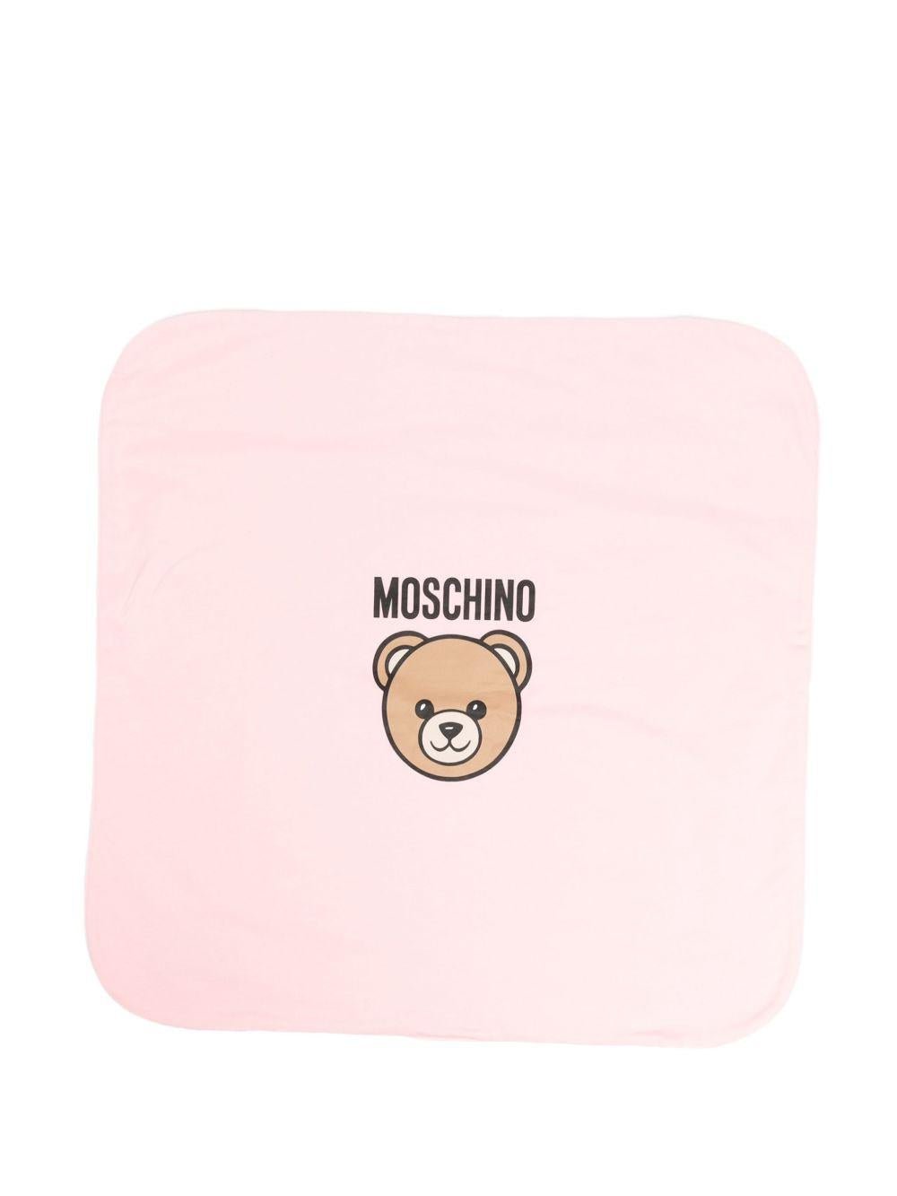 Coperta per neonati Moschino Kids rosa con motivo Teddy Bear - Rubino Kids