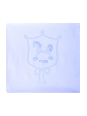 Fendi Kids baby blanket in light blue with Fendi Cavallino print