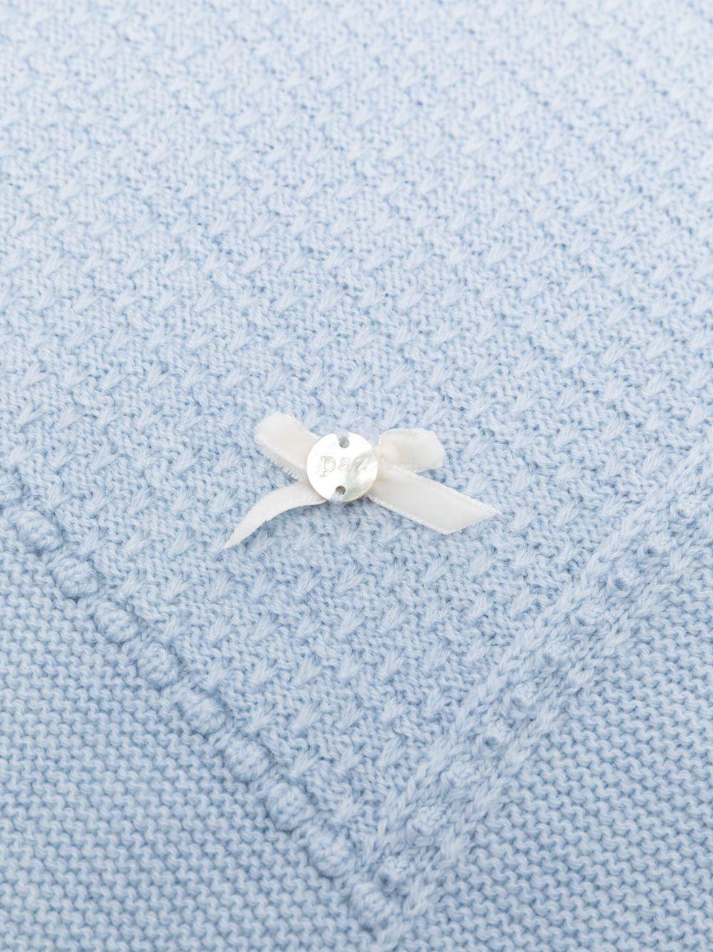 Coperta per neonato Paz Rodríguez azzurra con fiocco in raso - Rubino Kids