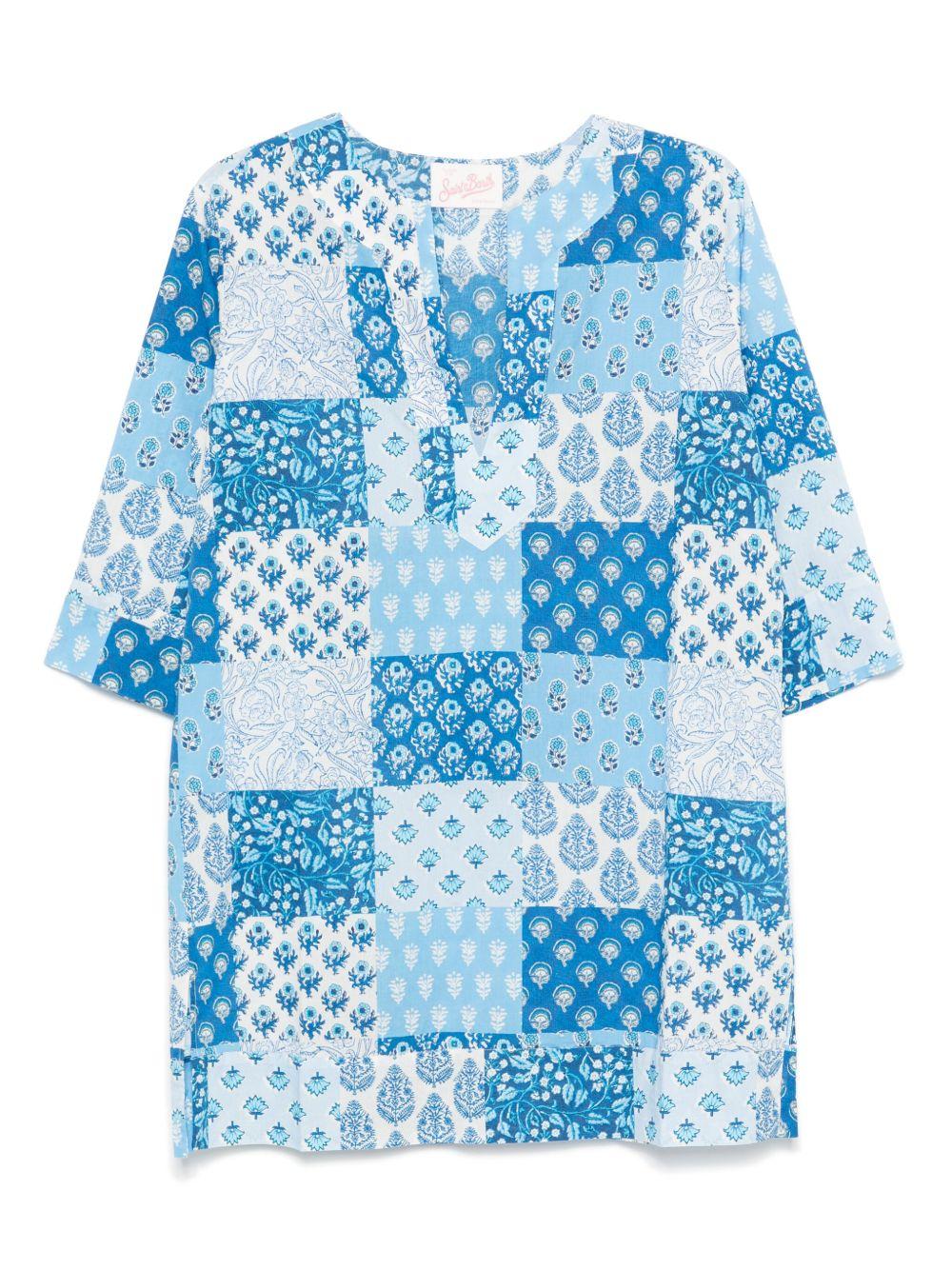 Copricostume per donna MC2 Saint Barth azzurro con design patchwork - Rubino Kids