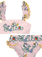 Costume a due pezzi per bambina Stella McCartney Kids rosa con stampa logo sul davanti - Rubino Kids