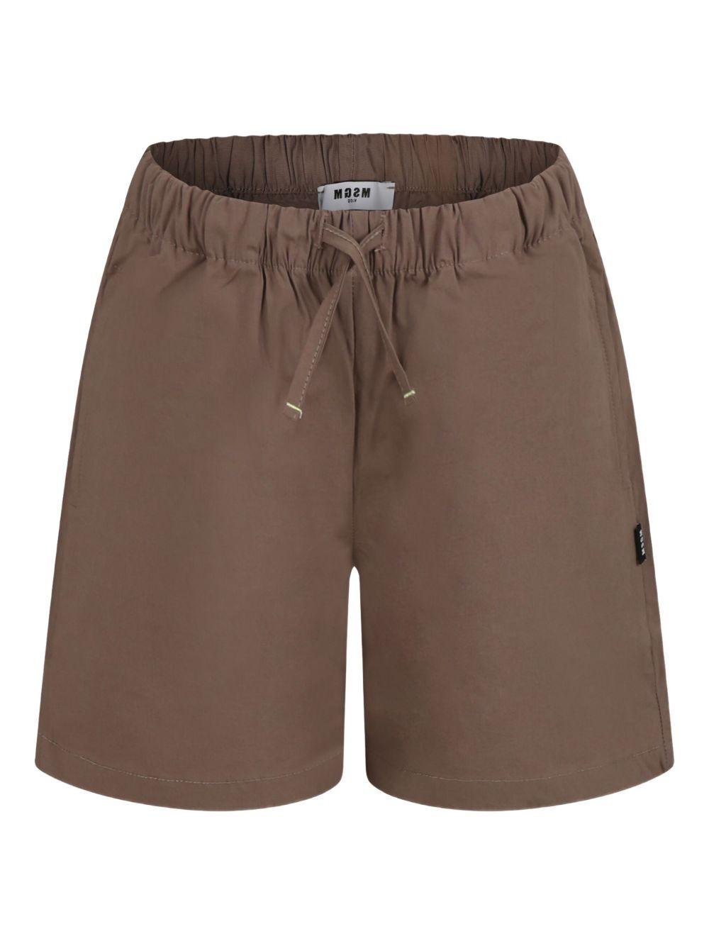 Costume da bagno con logo per bambino MSGM Kids marrone con due tasche laterali - Rubino Kids