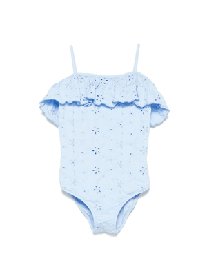 Costume da bagno MC2 Saint Barth Kids Brielle azzurro con dettagli con ruches