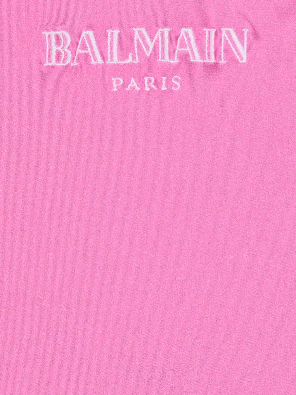Costume da bagno per bambina Balmain Kids rosa con stampa logo - Rubino Kids