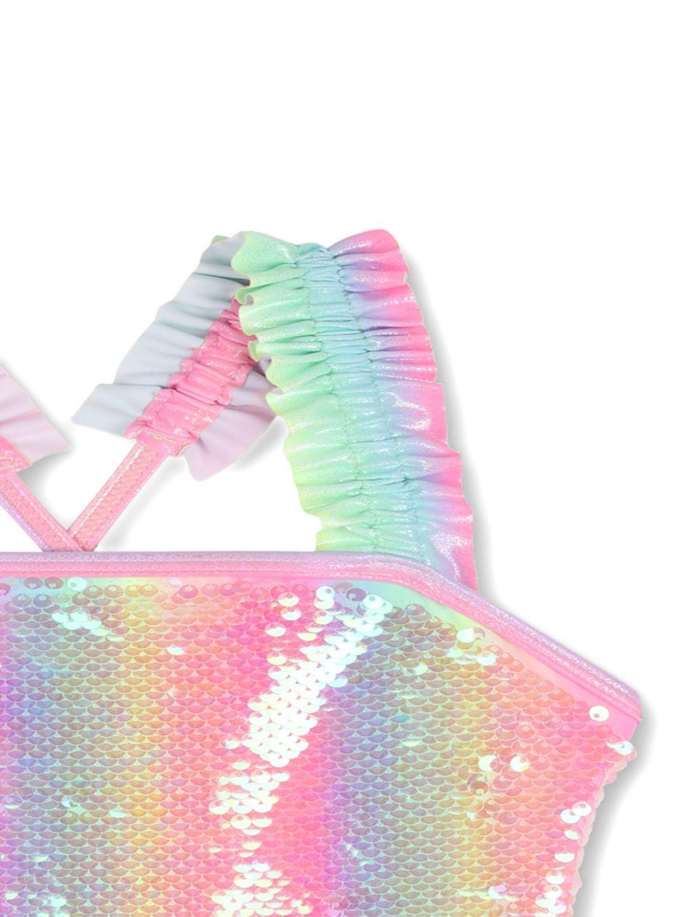 Costume da bagno per bambina Billieblush rosa con paillettes - Rubino Kids