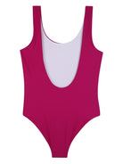 Costume da bagno per bambina Chloé Kids magenta con stampa logo - Rubino Kids