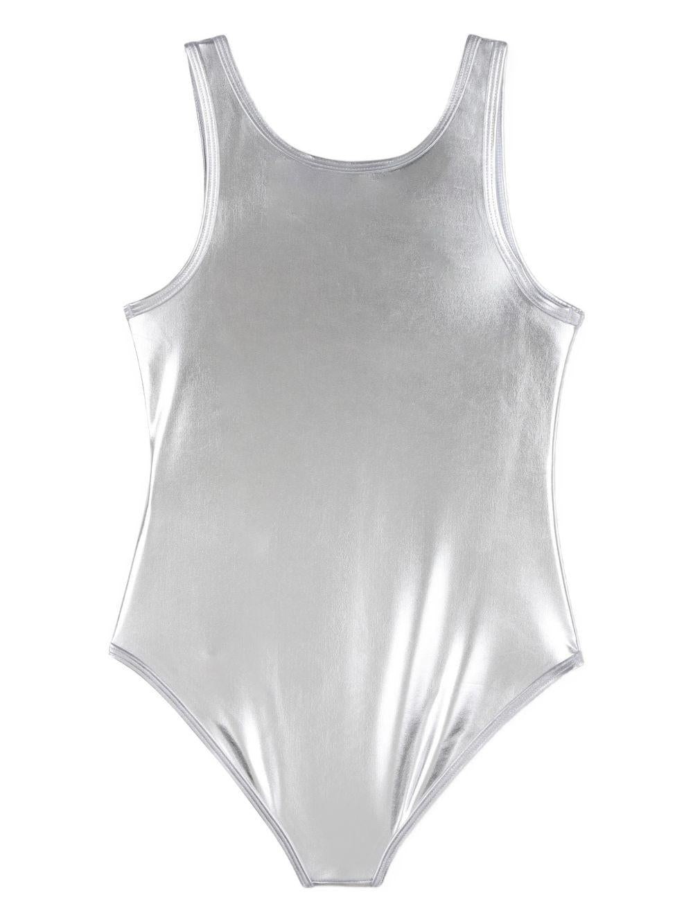 Costume da bagno per bambina Karl Lagerfeld Kids argento con decorazione - Rubino Kids