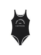 Costume da bagno per bambina Karl Lagerfeld Kids nero con stampa - Rubino Kids