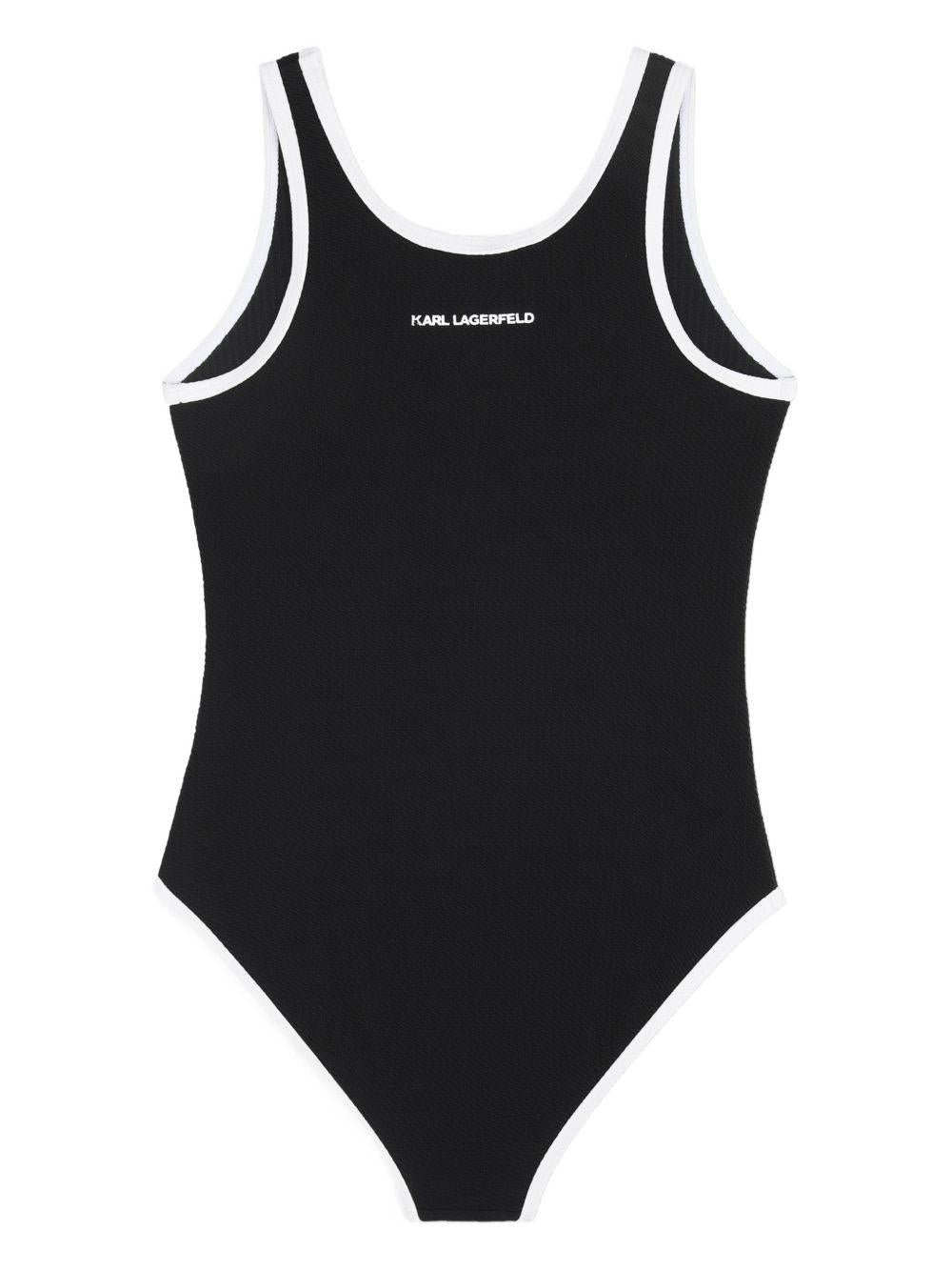 Costume da bagno per bambina Karl Lagerfeld Kids nero con stampa - Rubino Kids