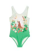 Costume da bagno per bambina Molo Nika verde con stampa a fiori - Rubino Kids