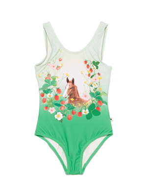 Molo Nika girls' green floral print swimsuit