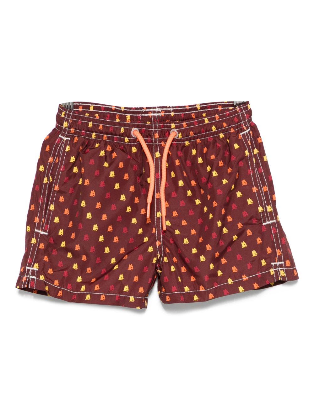 Costume da bagno per bambino MC2 Saint Barth Kids marrone con stampa grafica geometrica - Rubino Kids