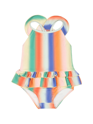 Costume da bagno per neonata Molo multicolor con dettagli con ruches