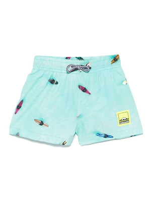 Baby's Molo blue swimsuit with graphic print