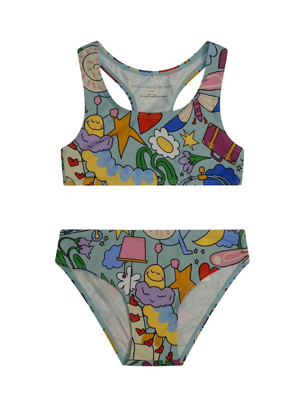 Costume due pezzi per bambina Stella McCartney Kids multicolore con stampa grafica all - over - Rubino Kids