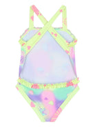 Costume intero per bambina Billieblush giallo con stampa grafica conchiglie - Rubino Kids