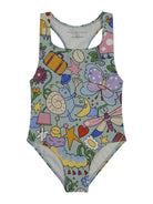 Costume intero per bambina Stella McCartney Kids multicolor con stampa grafica all - over - Rubino Kids