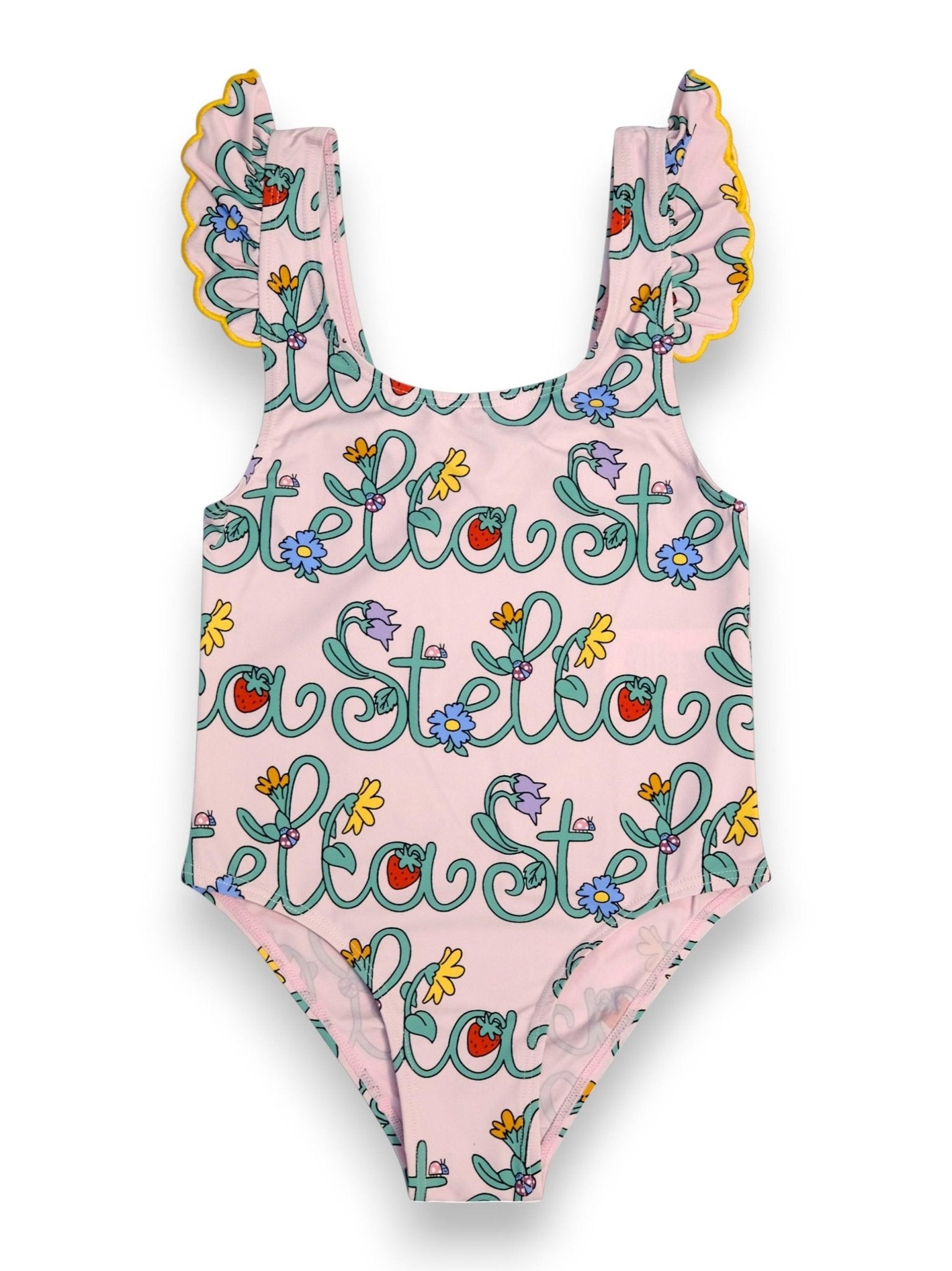 Costume per bambina Stella McCartney Kids rosa con stampa logo all - over - Rubino Kids