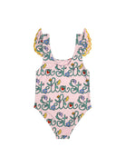 Costume per bambina Stella McCartney Kids rosa con stampa logo all - over - Rubino Kids