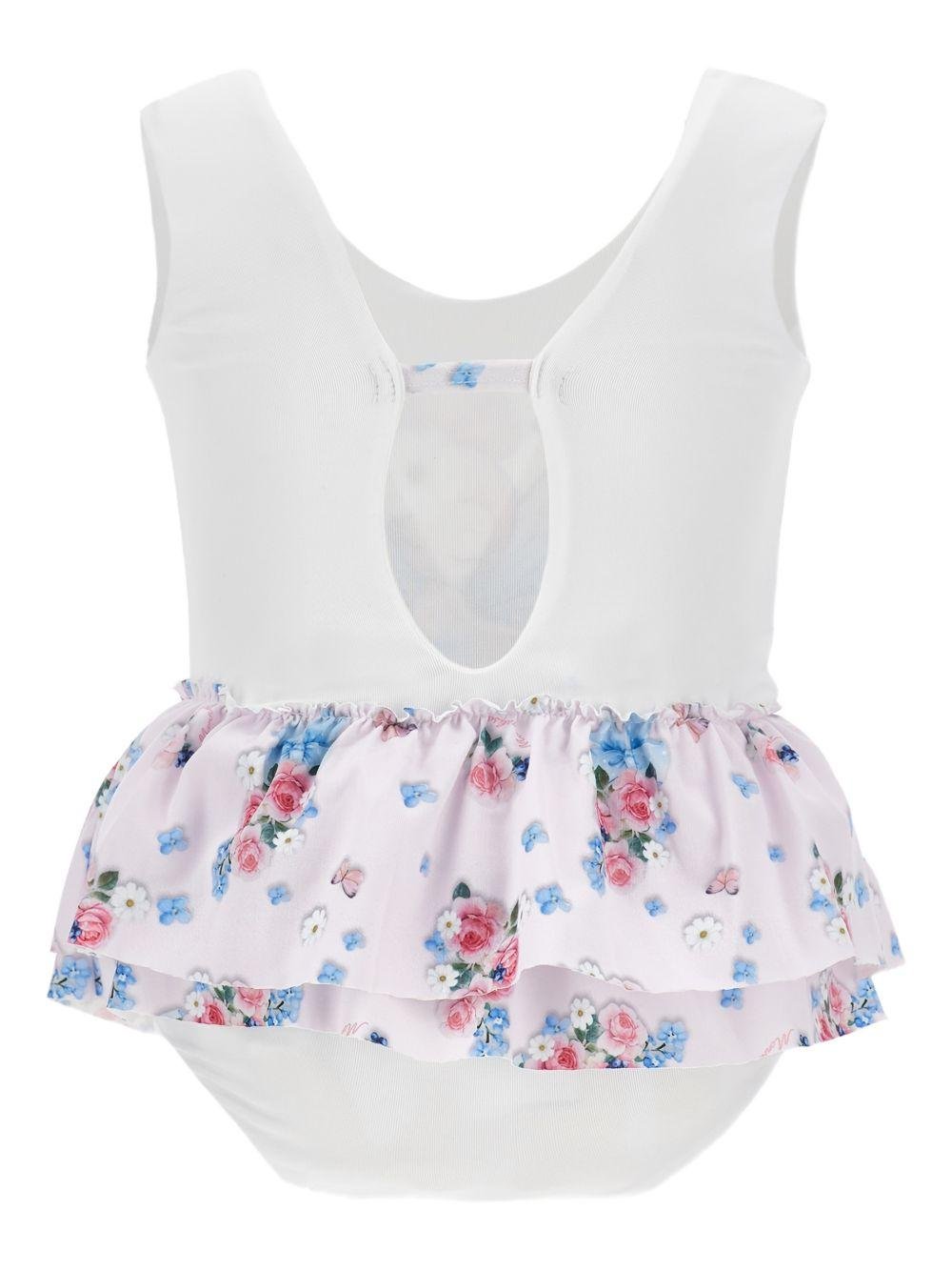 Costume per neonata Monnalisa bianco con motivo a fiori - Rubino Kids