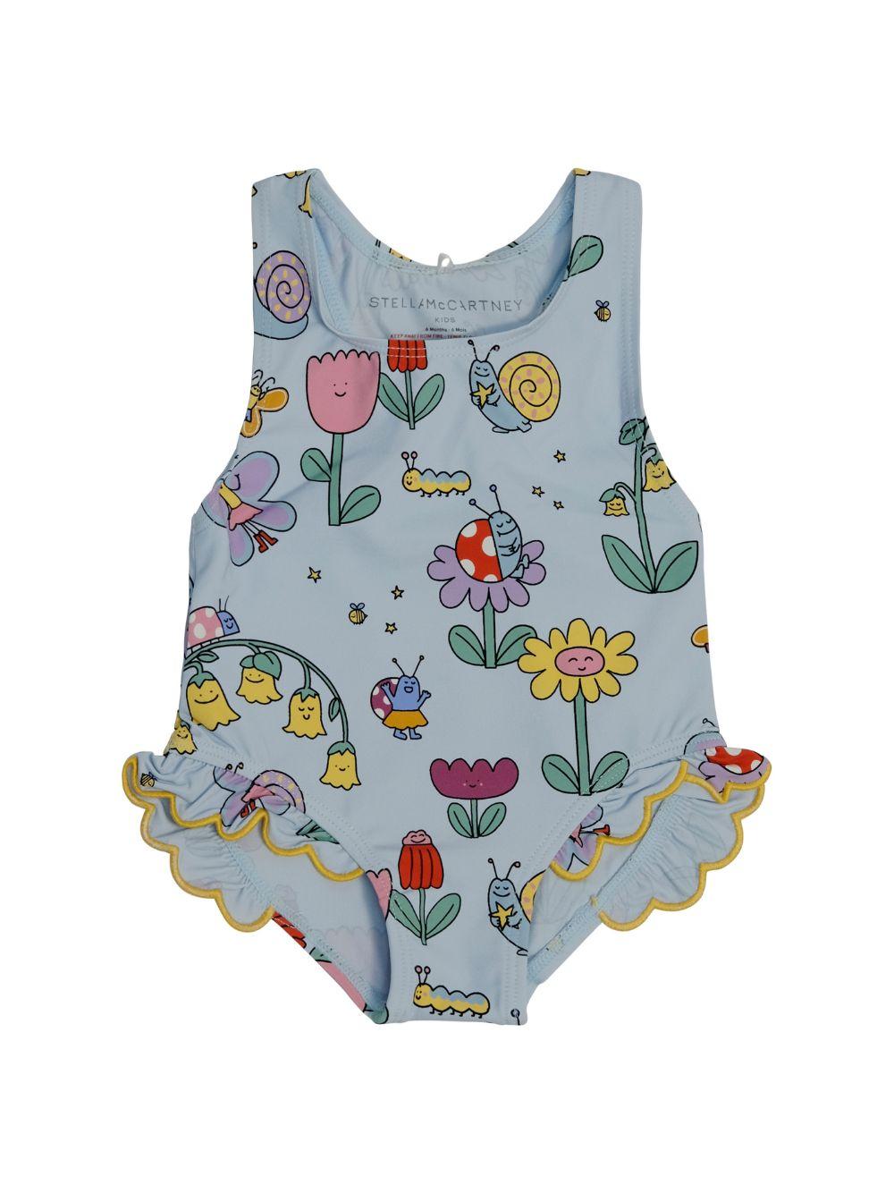 Costume per neonata Stella McCartney Kids azzurro con ruches - Rubino Kids