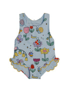Costume per neonata Stella McCartney Kids azzurro con ruches - Rubino Kids