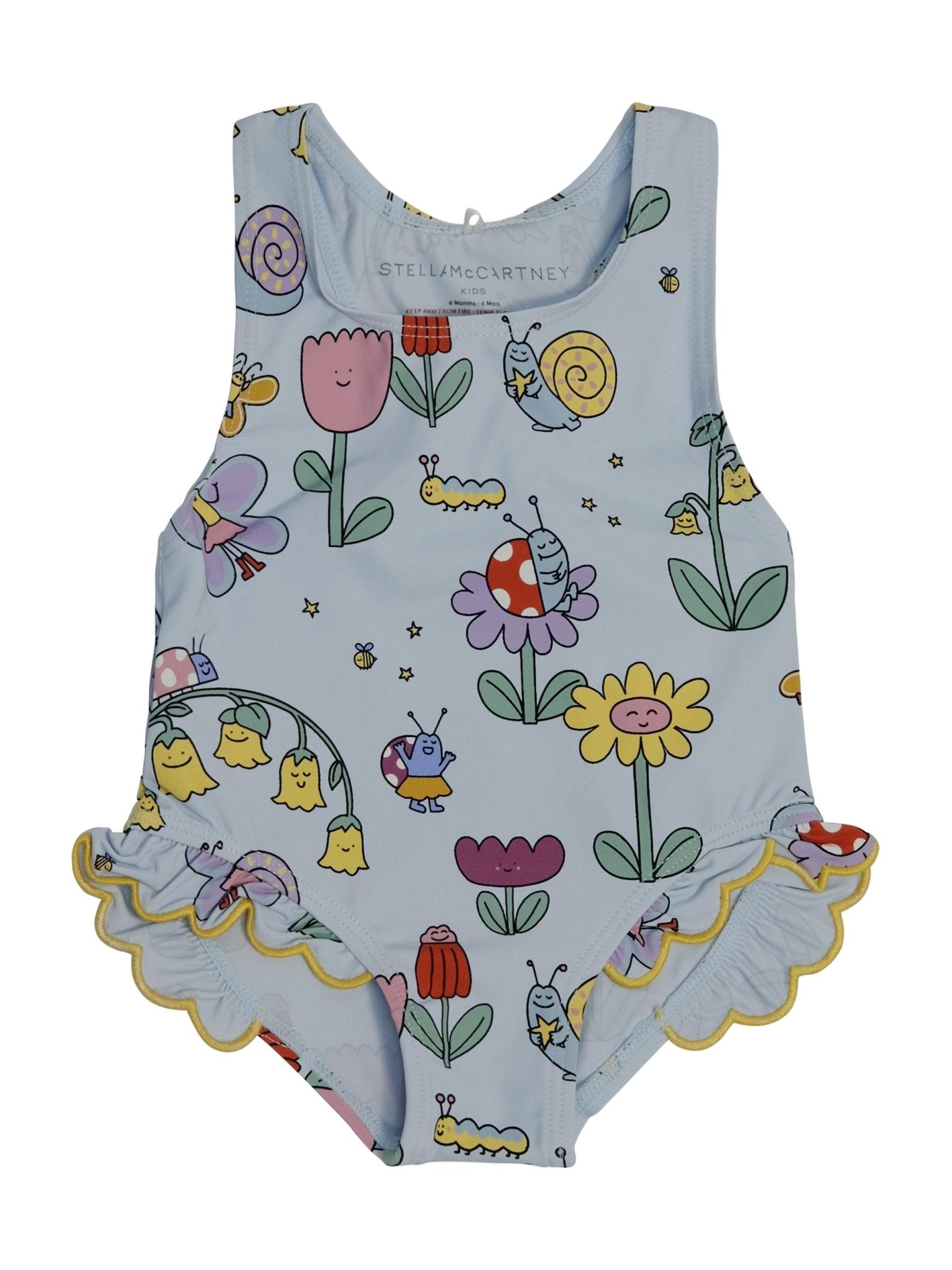 Costume per neonata Stella McCartney Kids azzurro con ruches - Rubino Kids