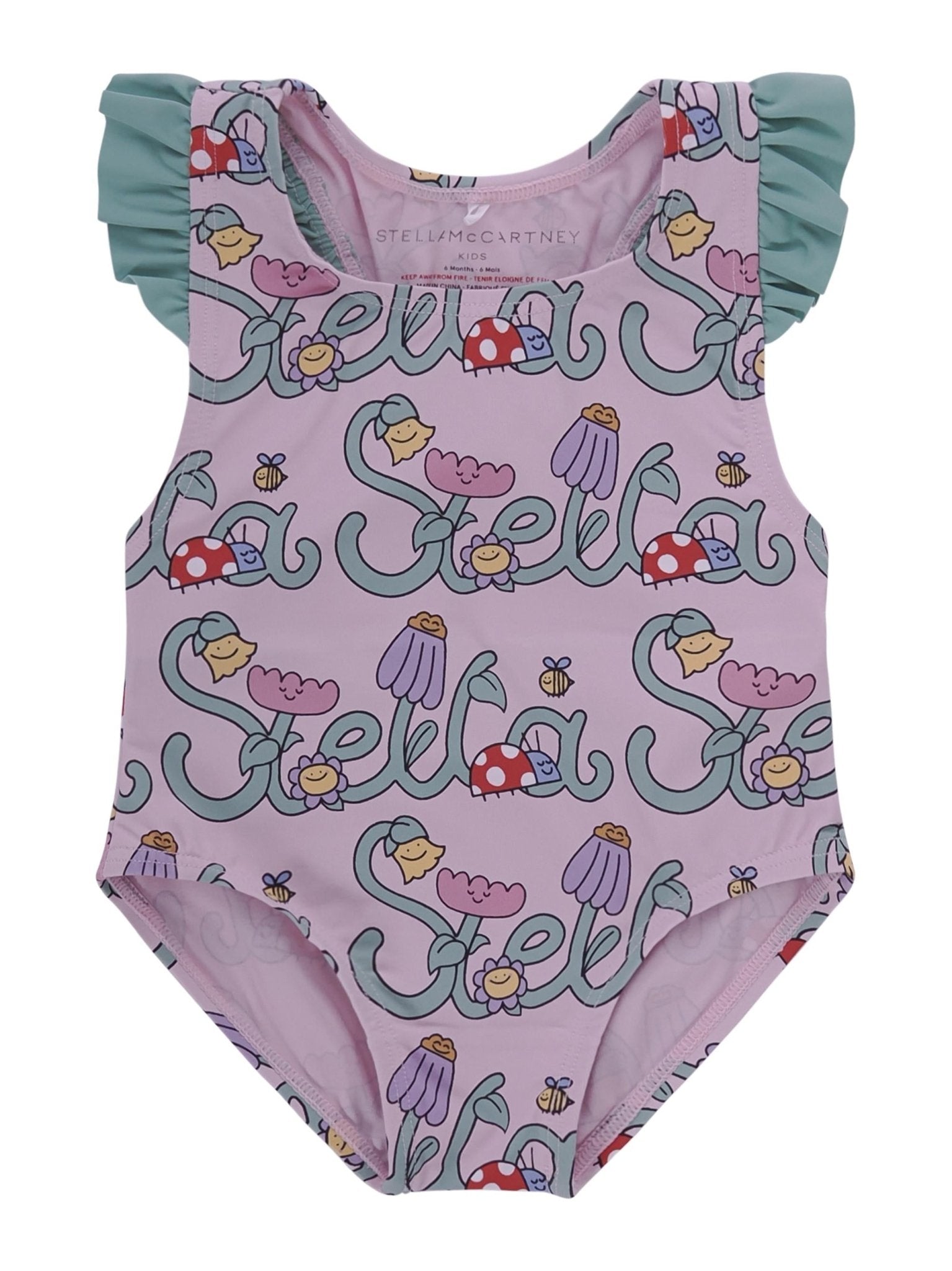 Costume per neonata Stella McCartney Kids rosa con stampa logo all - over - Rubino Kids