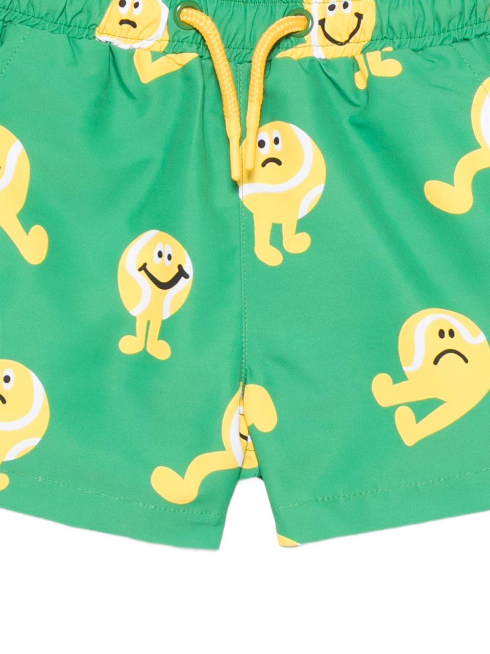 Costume per neonato Stella McCartney Kids verde con stampa palline da tennis - Rubino Kids