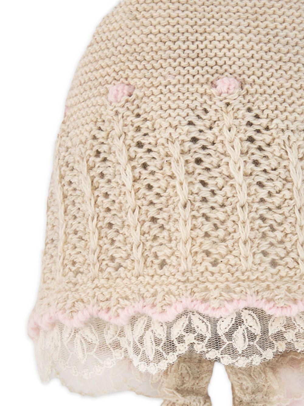 Cuffia per neonata Paz Rodriguez beige con design lavorato a maglia - Rubino Kids