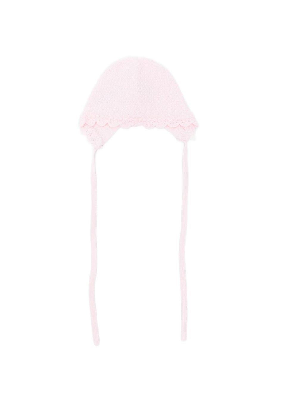 Cuffia per neonata Paz Rodríguez rosa con bordo smerlato - Rubino Kids