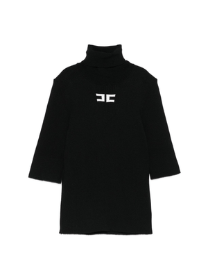 Elisabetta Franchi La Mia Bambina black turtleneck sweater for girls with logo detail