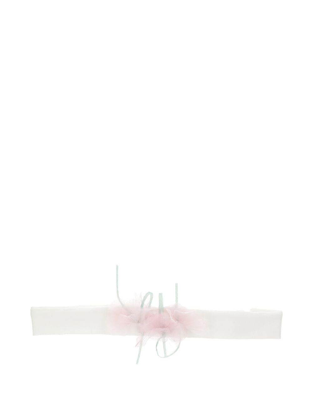 Fascia per capelli per neonata Monnalisa bianca con dettaglio fiore - Rubino Kids