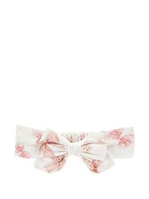 Monnalisa white baby headband with graphic print and bow detail