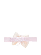 Fascia per capelli per neonata Monnalisa rosa con dettaglio con fiocco e fiore - Rubino Kids