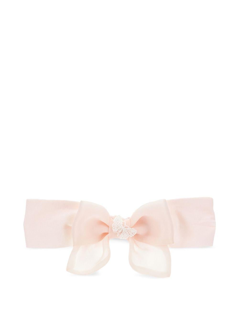 Fascia per capelli per neonata Monnalisa rosa con dettaglio con fiocco - Rubino Kids