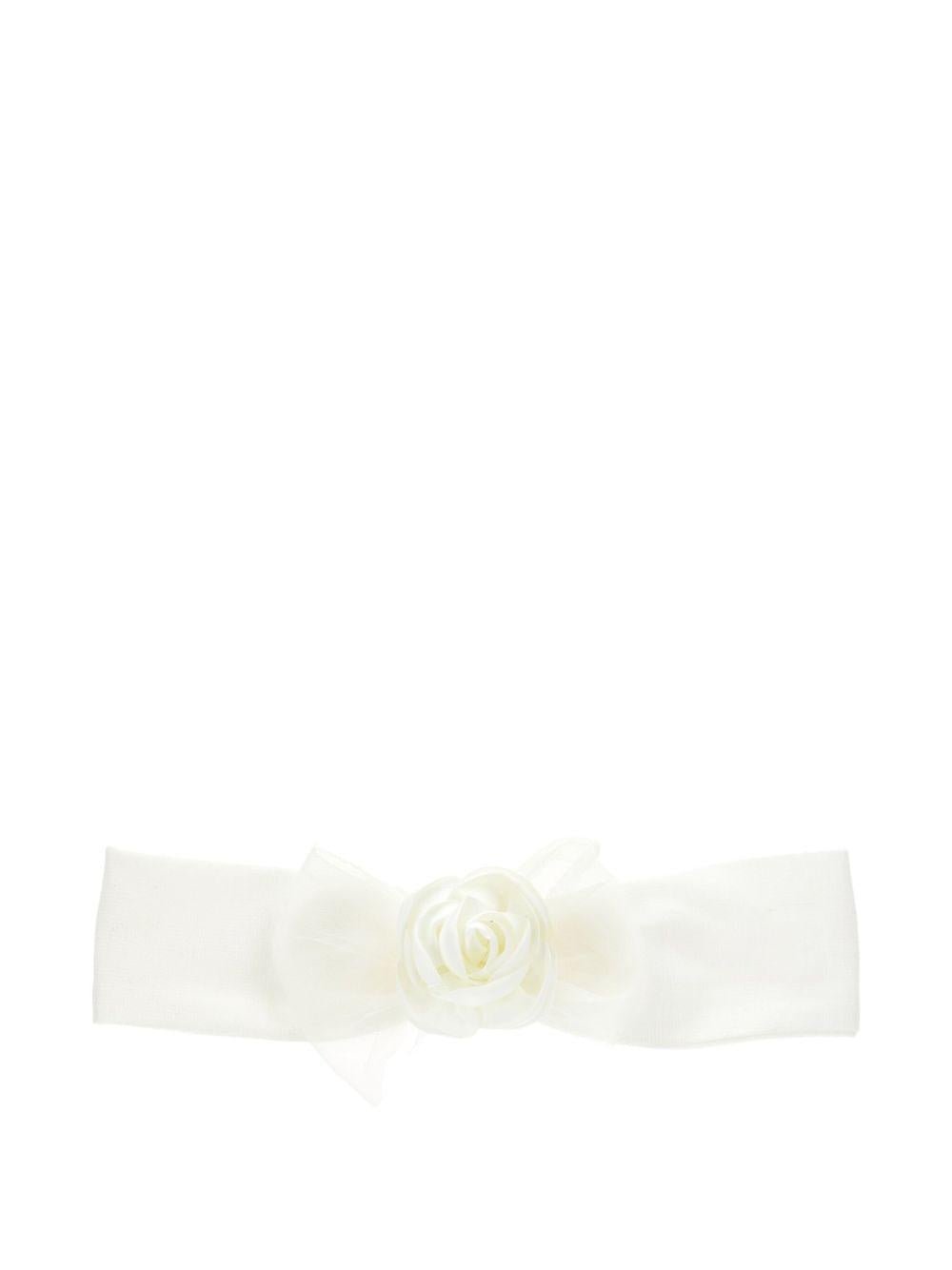 Fascia per neonata Monnalisa bianca con decorazione a fiori - Rubino Kids