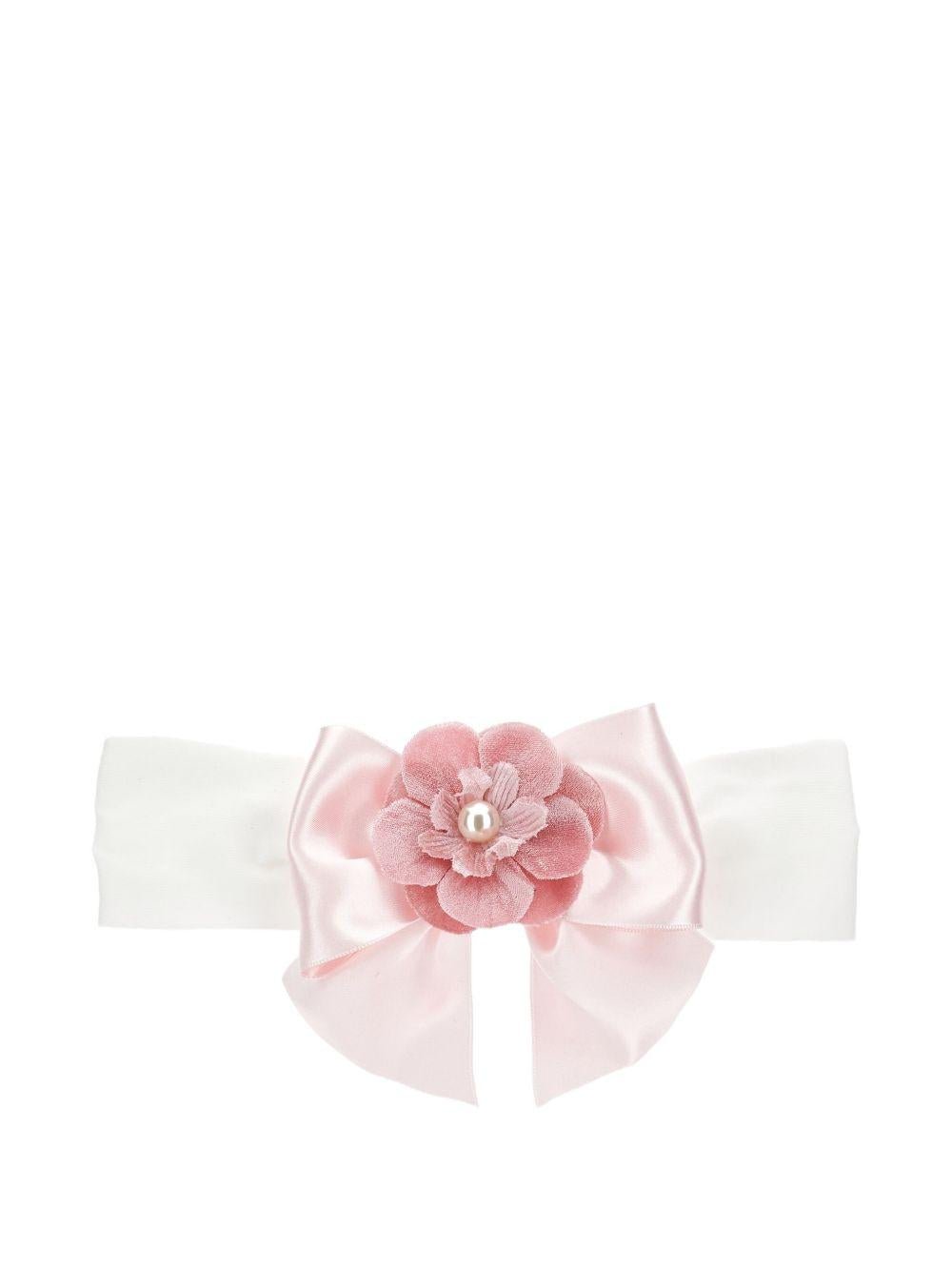 Fascia per neonata Monnalisa rosa con decorazione a fiori - Rubino Kids