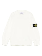 Felpa con applicazione Compass per bambino Stone Island Junior con girocollo - Rubino Kids