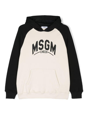 MSGM Kids multicolor embroidered logo hoodie for boys with front kangaroo pocket