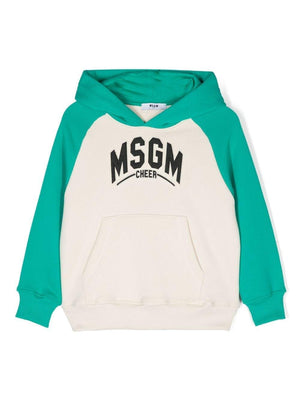 MSGM Kids multicolor embroidered logo hoodie for boys with front kangaroo pocket