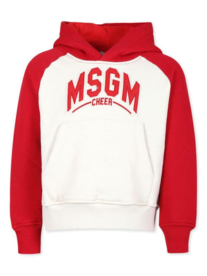 MSGM Kids multicolor embroidered logo hoodie for boys with front kangaroo pocket<br><br>